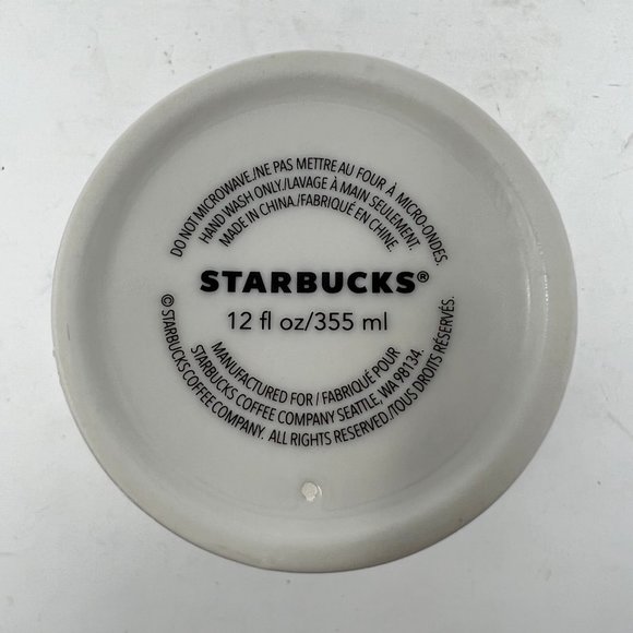 (SOLD)Starbucks Coffee White Porcelain and Gold Graphic Mug w/ Lid and Box - Picture 8 of 12
